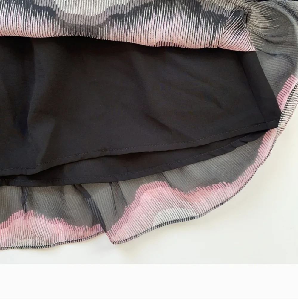 Multi- colored silk overlay printed v-neck dress - Picture 10 of 11